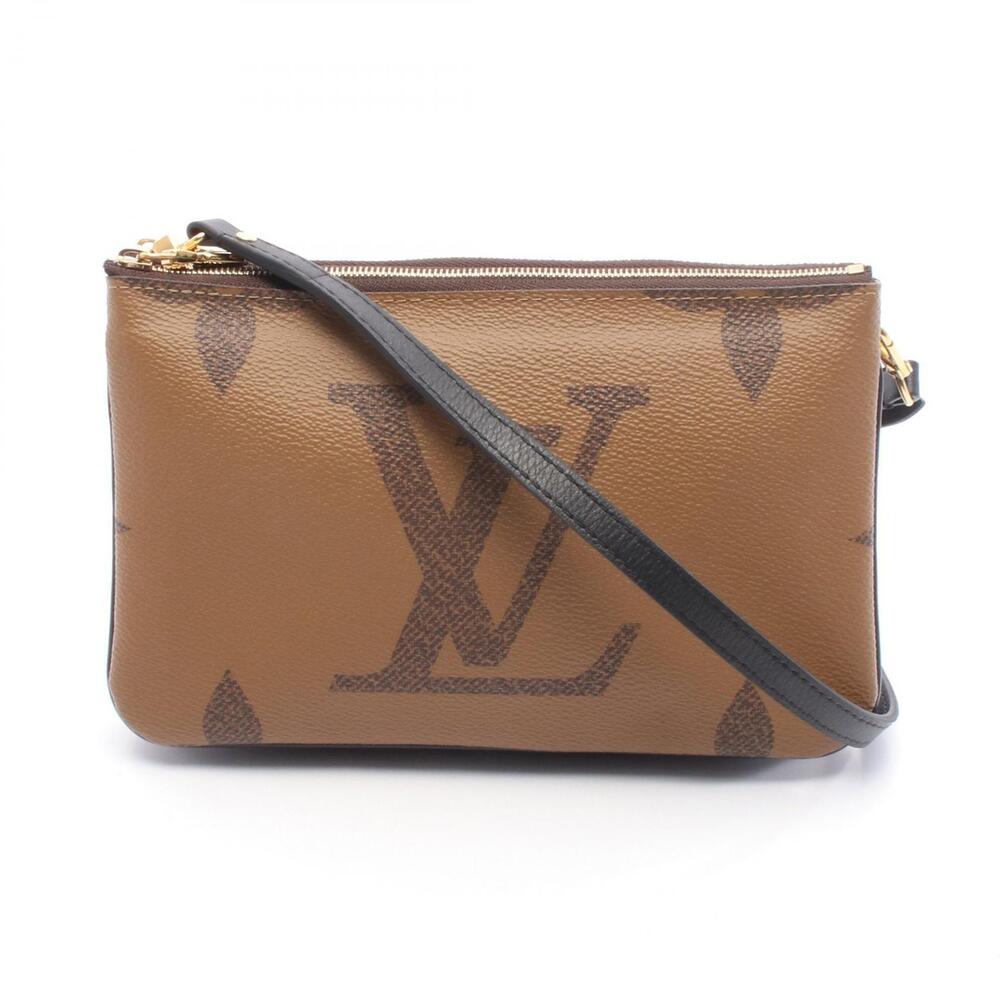 Louis Vuitton Pochette Double Zip Shoulder Bag Canvas Leather Monogram Giant